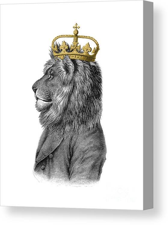 Lion Canvas Print featuring the digital art Lion the King of the jungle by Madame Memento
