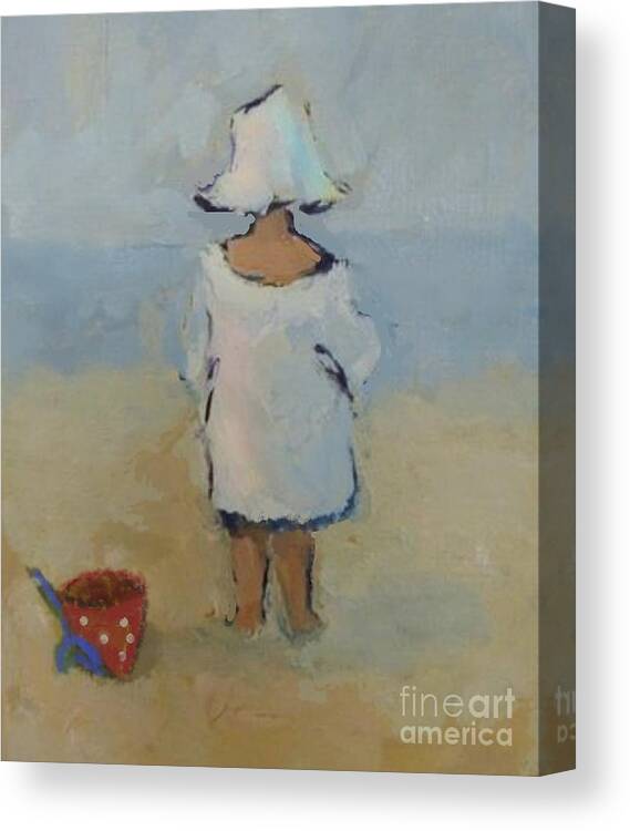 Child Canvas Print featuring the mixed media Little girl on th beach by Vesna Antic
