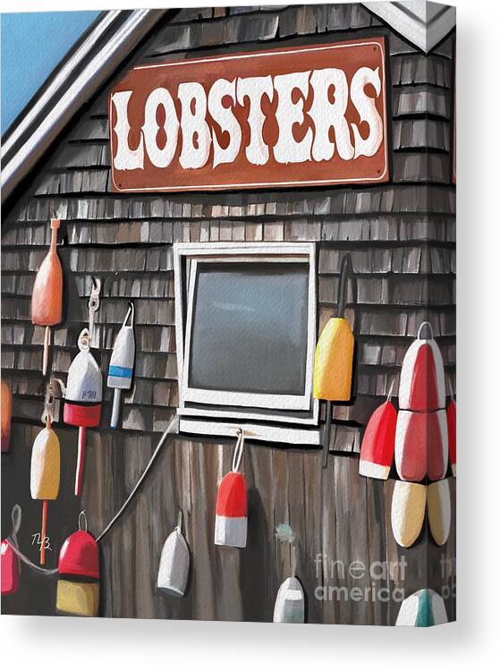 Lobsters Canvas Print featuring the painting Lobster Shack by Tammy Lee Bradley
