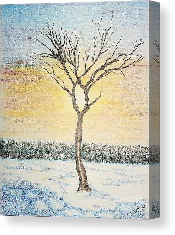 Tree Canvas Print featuring the drawing Lone survivor by Valerie Shaffer