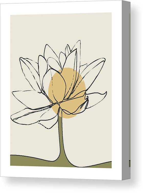 Botanical Flower Canvas Print featuring the painting Lotus Line Sage by Jackie Medow-Jacobson