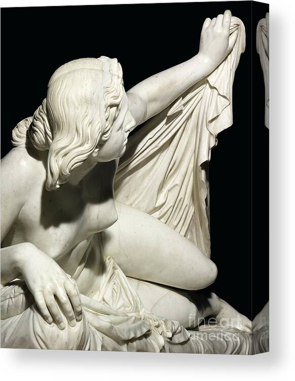 Love And Modesty Canvas Print featuring the sculpture Love and Modesty, 1860 marble by Jose de Vilches