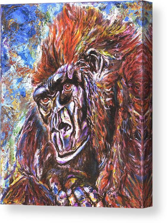 African Lowlands Gorilla Canvas Print featuring the painting Lowlands Gorilla by John Bohn