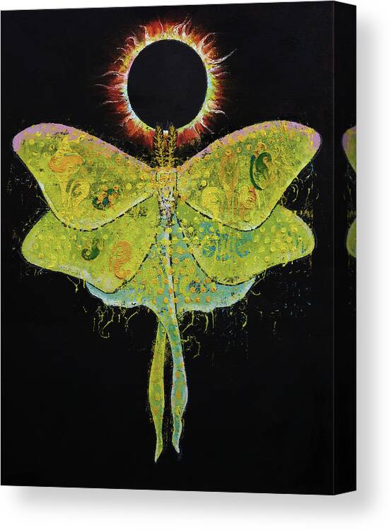 Luna Moth Canvas Print featuring the painting Luna Moth by Michael Creese