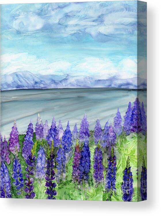 Lupine Canvas Print featuring the painting Lupine Fields by Julie Greene-Graham