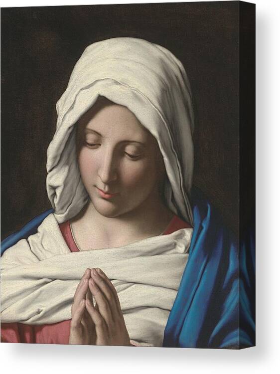 Canvas Print featuring the painting Madonna in prayer by Sassoferrato