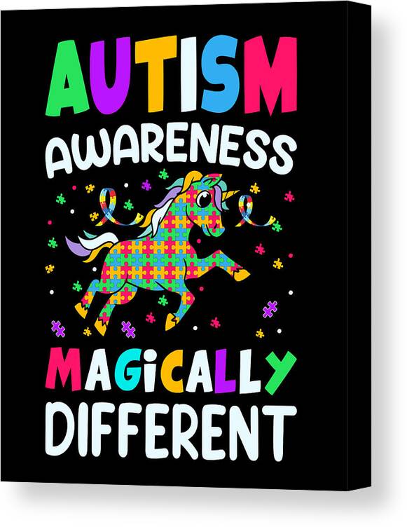 Autism Unicorn Canvas Print featuring the digital art Magically Different Autism Unicorn by Me