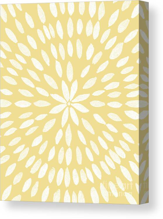 Colored Pencil Canvas Print featuring the mixed media Mandala Flower #5 #yellow #drawing #decor #art by Anitas and Bellas Art