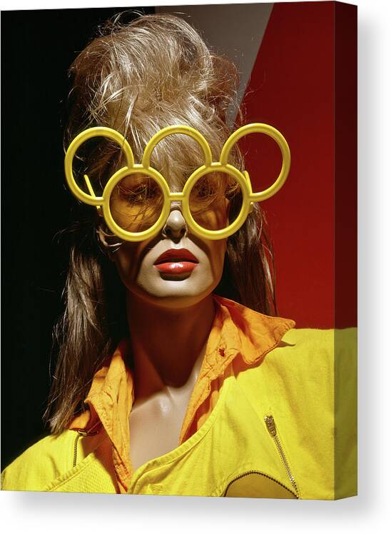 Mannequin Canvas Print featuring the photograph Mannequin with Olympic glasses. Los Angeles 1984 by Roberto Bigano
