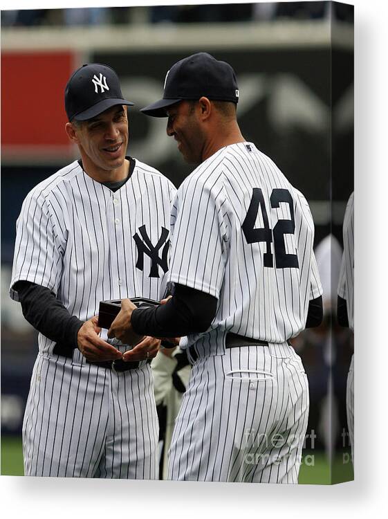 People Canvas Print featuring the photograph Mariano Rivera and Joe Girardi by Chris Trotman