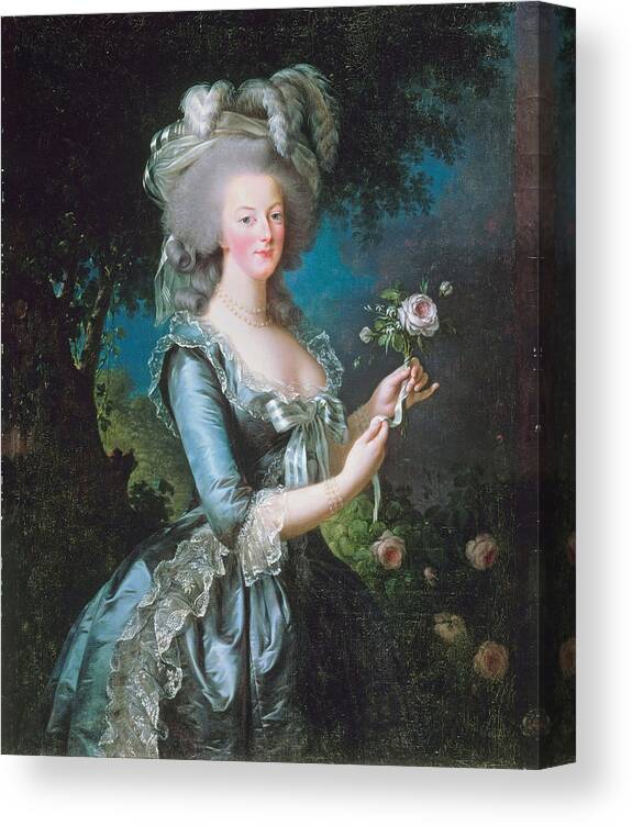 Marie Antoinette Canvas Print featuring the painting Marie Antoinette with a Rose by Long Shot