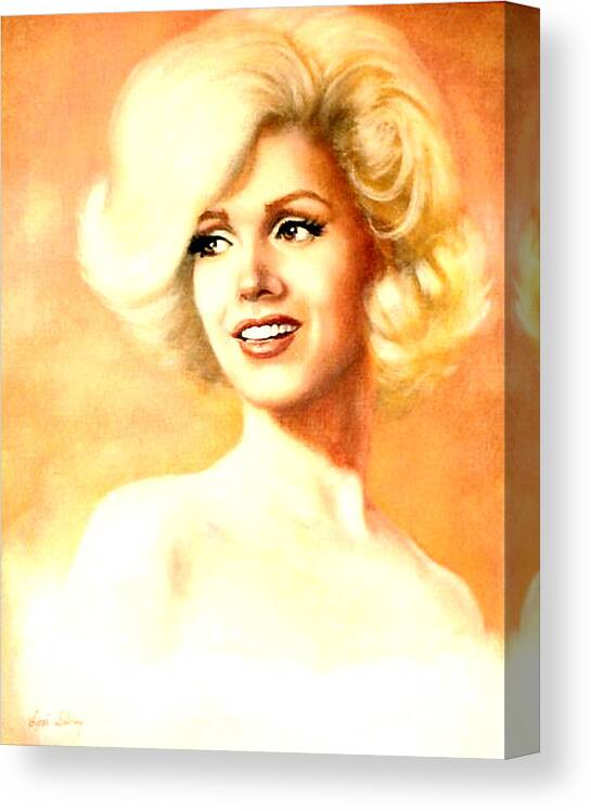 Marilyn Monroe Portrait Gold Canvas Print featuring the painting Marilyn Monroe by Loxi Sibley