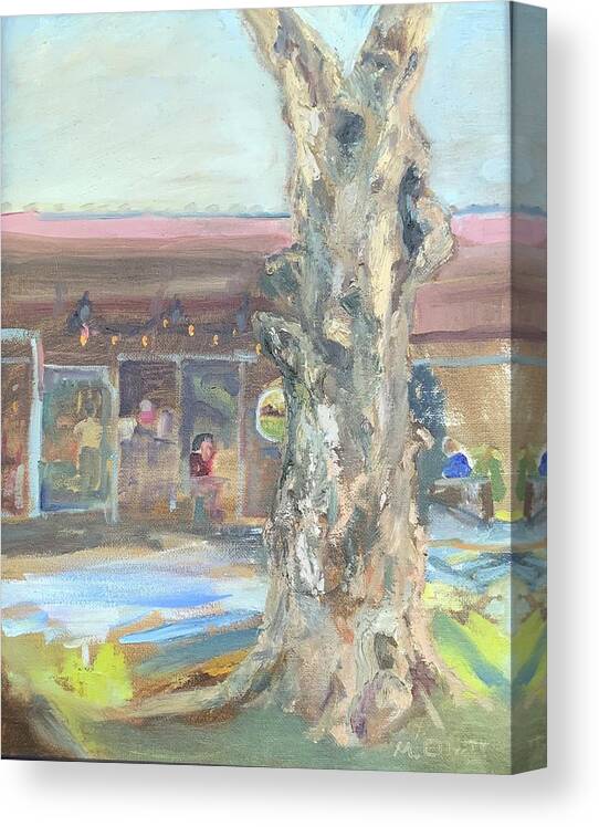 Landscape Canvas Print featuring the painting Market St. Tree by Margaret Elliott