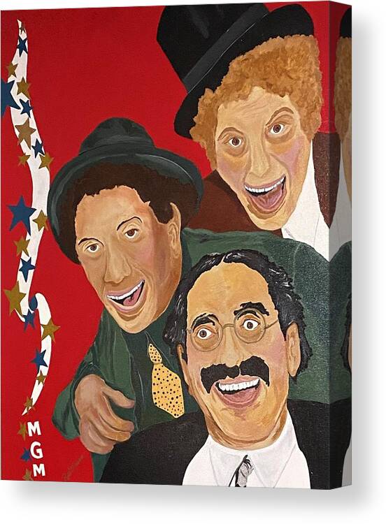  Canvas Print featuring the painting Marx Brother Hollwood by Bill Manson