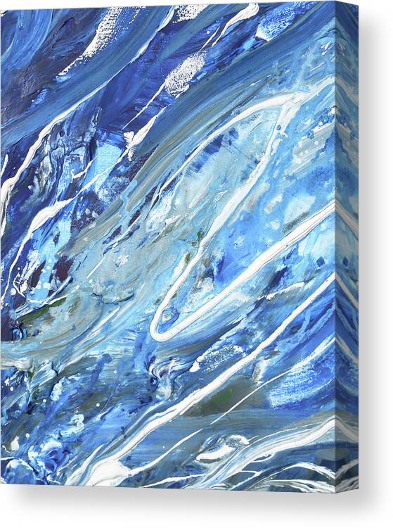 Blue Wave Canvas Print featuring the painting Meditate On The Wave Peaceful Contemporary Beach Art Sea And Ocean Blues IV by Irina Sztukowski