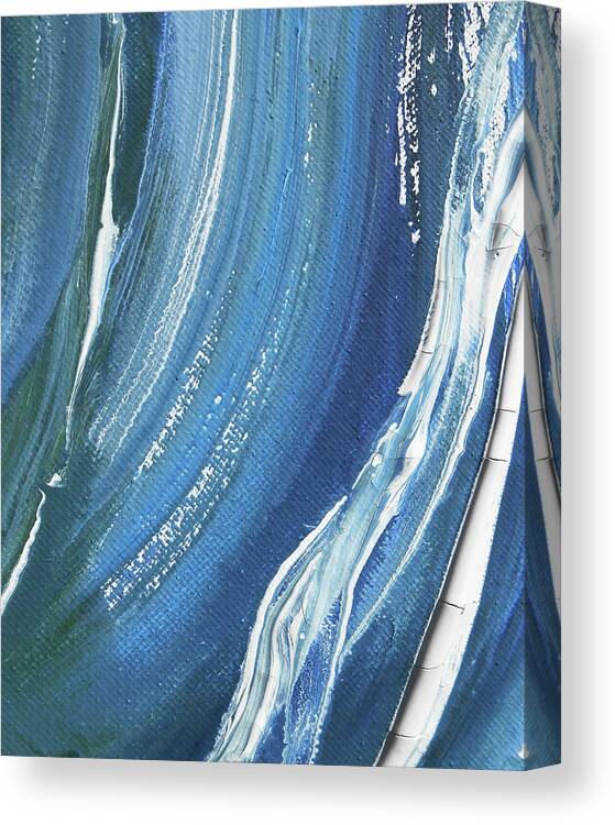 Teal Blue Canvas Print featuring the painting Meditate On The Wave Peaceful Contemporary Beach Art Sea And Ocean Teal Blue III by Irina Sztukowski