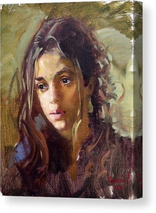 Portrait Canvas Print featuring the painting Melina by Ylli Haruni