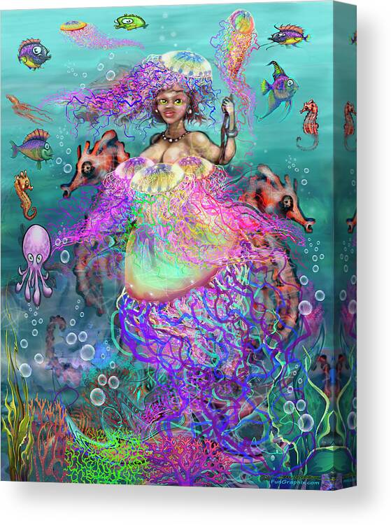 Mermaid Canvas Print featuring the digital art Mermaid Jellyfish Dress by Kevin Middleton