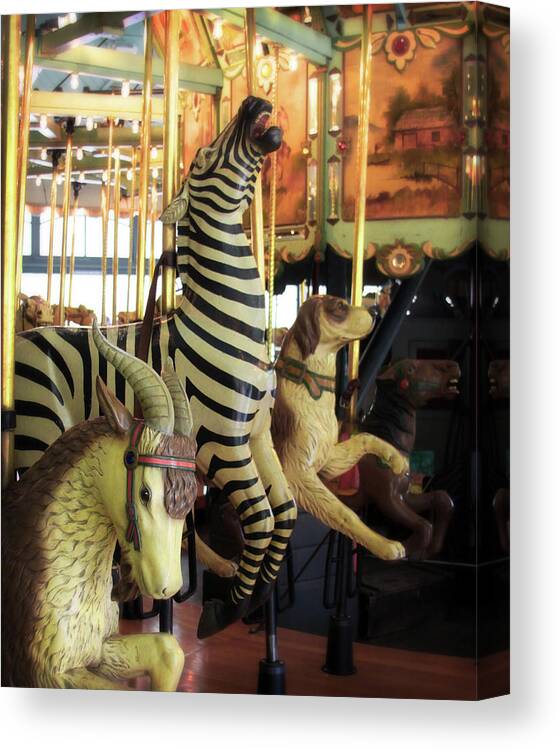 Carousel Canvas Print featuring the photograph Merrily We Go - Carousel Photograph by Melanie Alexandra Price