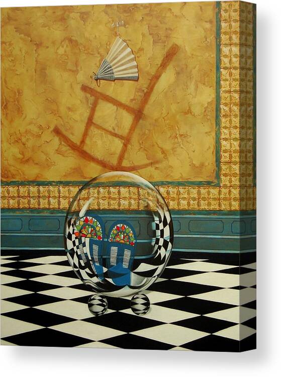 Spheres Canvas Print featuring the painting Mesiendonos Eternamente-right side- by Roger Calle