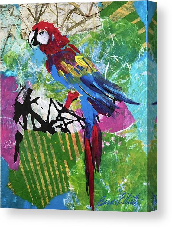 Parrot Paintings Canvas Print featuring the painting Mexico Macaw II by Elaine Elliott