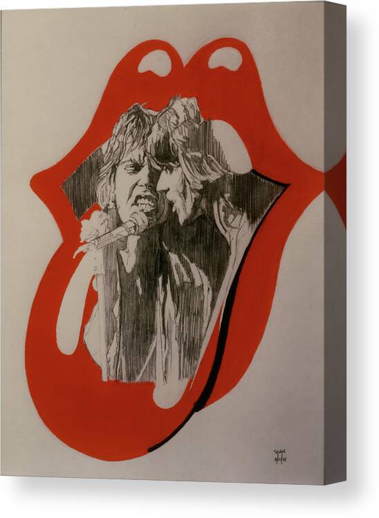Mick Jagger Canvas Print featuring the drawing Mick Jagger And Keith Richards - Exiled by Sean Connolly