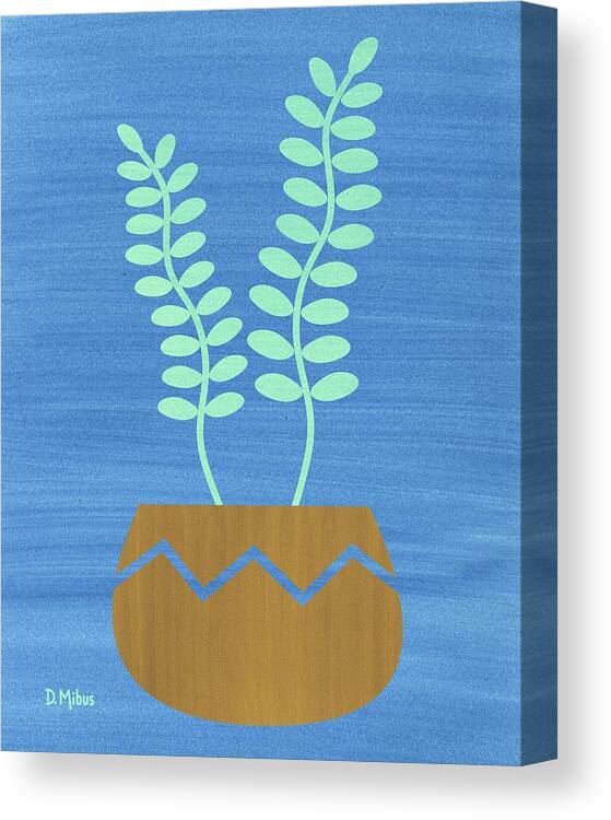 Mid Century Modern Canvas Print featuring the mixed media Mid Century Modern Succulent 1 by Donna Mibus