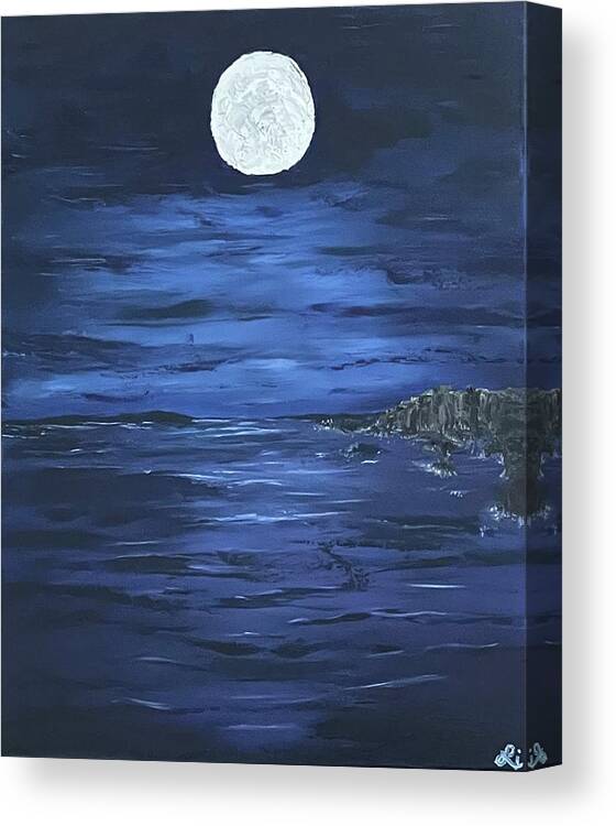 Oil Painting Canvas Print featuring the painting Midnight Blue by Lisa White