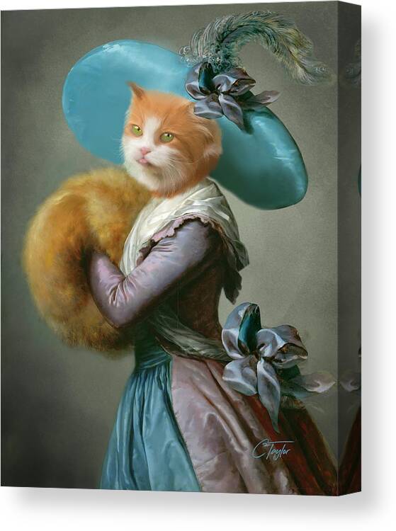 Cat Paintings Canvas Print featuring the digital art Miss Nichole Kittenman by Colleen Taylor