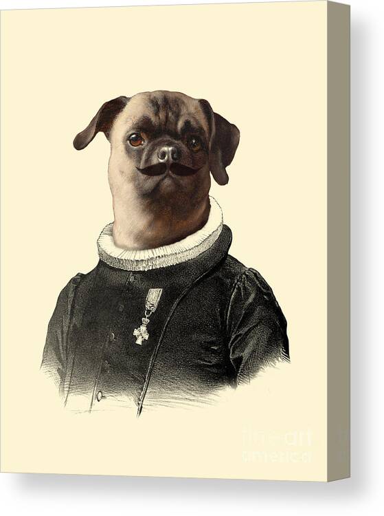 Pug Canvas Print featuring the digital art mister Pugster by Madame Memento