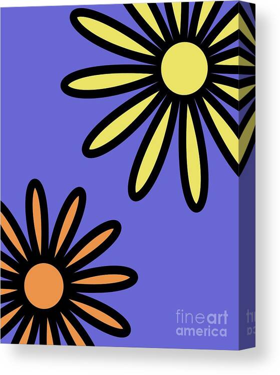 Mod Canvas Print featuring the digital art Mod Flowers 2 on Twilight by Donna Mibus