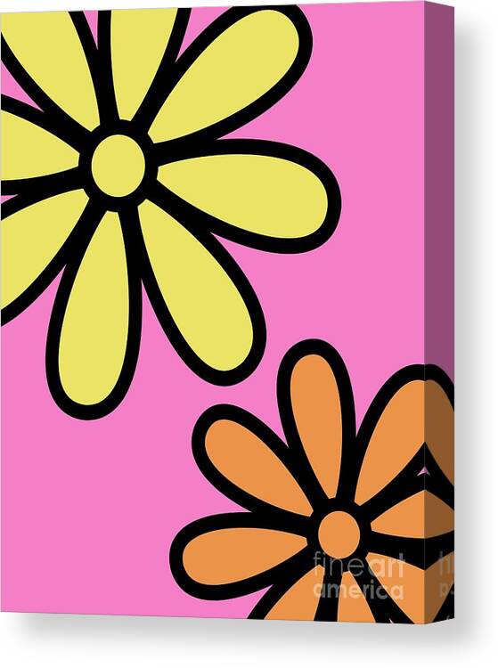 Mod Canvas Print featuring the digital art Mod Flowers 3 on Pink by Donna Mibus