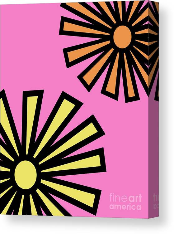 Mod Canvas Print featuring the digital art Mod Flowers 4 on Pink by Donna Mibus