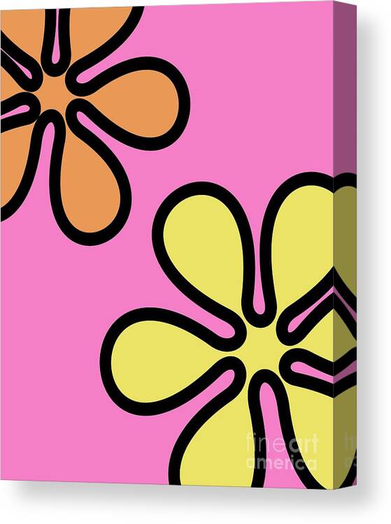 Mod Canvas Print featuring the digital art Mod Flowers on Pink by Donna Mibus