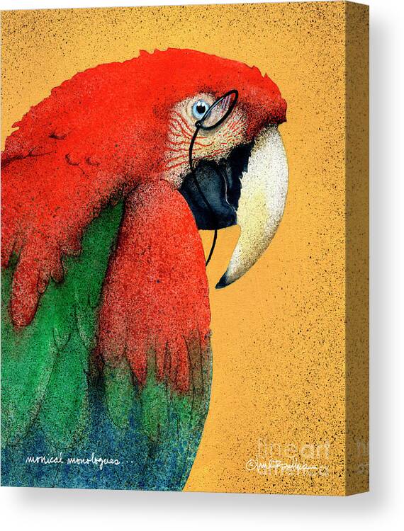Parrot Canvas Print featuring the painting Monocle Monologues... by Will Bullas