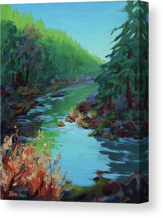River Canvas Print featuring the painting Morning Sunlight by Karen Ilari