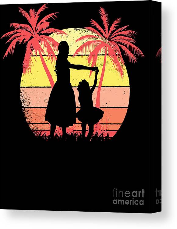 Mother daughter dancing Summer Sunset 80s Palm Canvas Print / Canvas ...