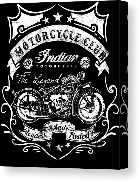 Biker Canvas Print featuring the digital art Motorcycle Club Indian Motorcycle by Jacob Zelazny