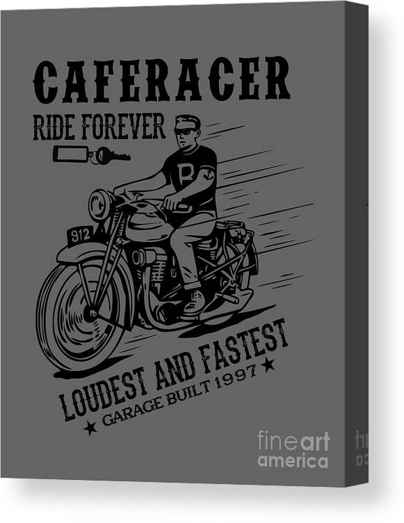 Motorcycle Canvas Print featuring the digital art Motorcycle Lover Gift Cafe Racer Biker by Jeff Creation