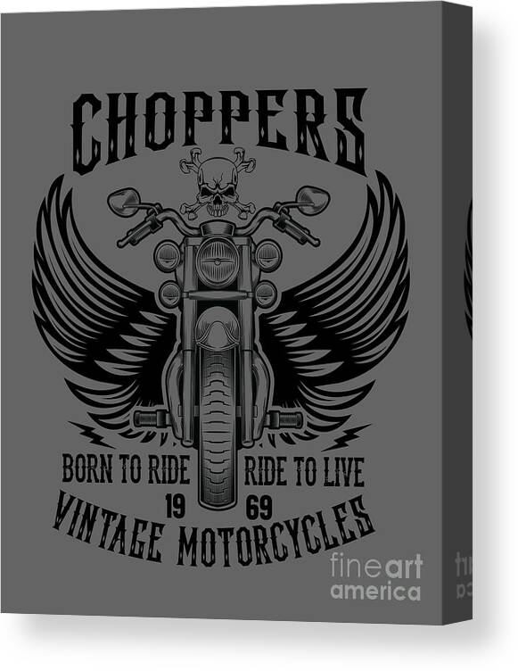 Motorcycle Canvas Print featuring the digital art Motorcycle Lover Gift Choppers Biker by Jeff Creation