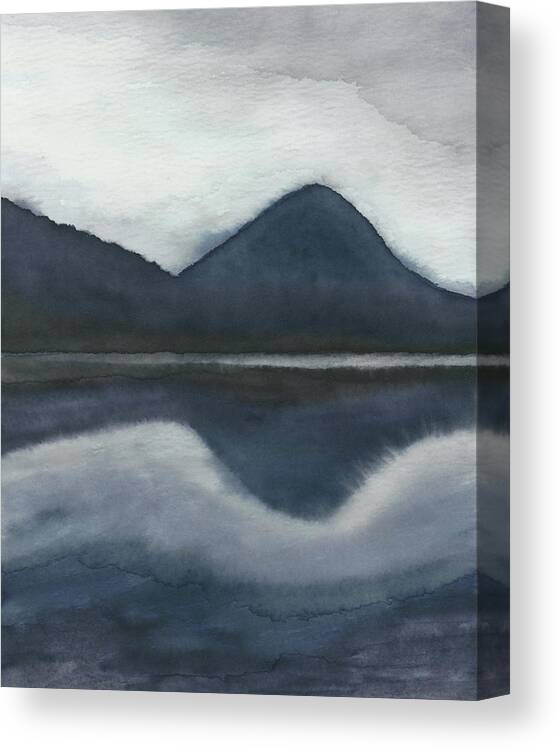Gray Canvas Print featuring the painting Mountain Lake by Rachel Elise