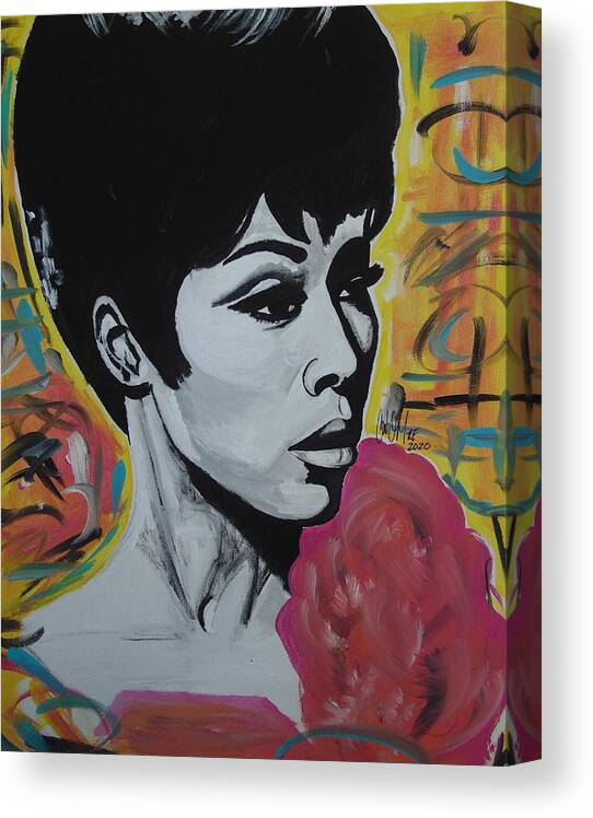 Diane Carroll Canvas Print featuring the painting Mrs. Carroll by Antonio Moore