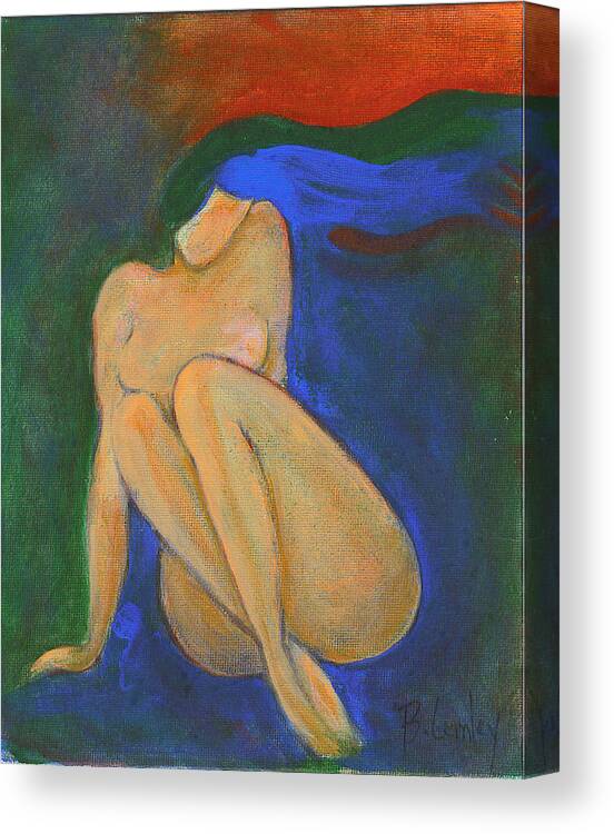 Nude Canvas Print featuring the painting Redds Hair Blue  by Barbara Lemley