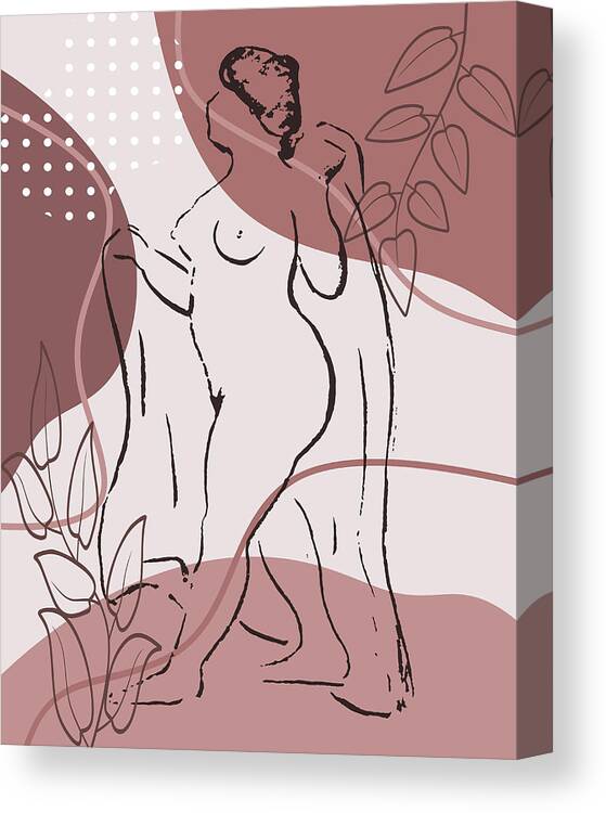 Sexy Lady Body Line Art Painting Nude Naked Woman Breast Canvas