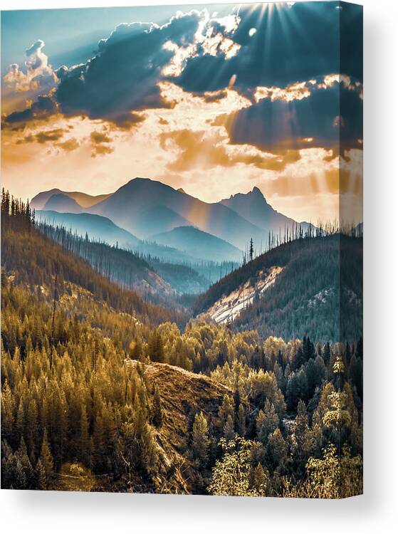 Glacier Park Canvas Print featuring the photograph Nature At Its Finest - Glacier National Park Mountains by Gregory Ballos