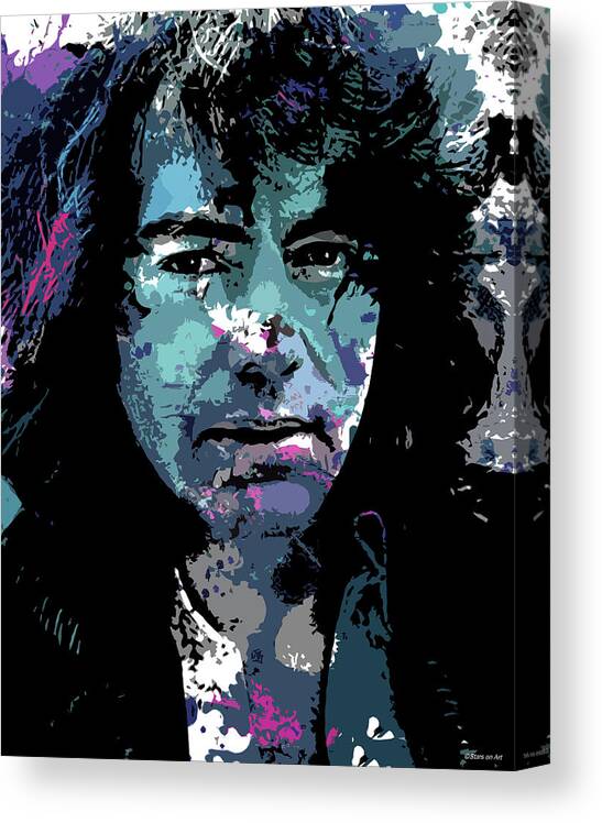 Psychedelic Canvas Print featuring the digital art Neil Diamond psychedelic portrait by Movie World Posters