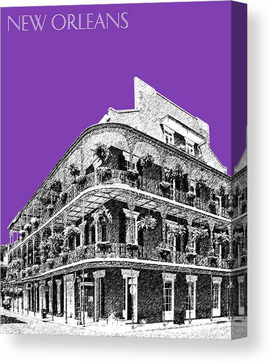 Architecture Canvas Print featuring the digital art New Orleans Skyline French Quarter - Silver by DB Artist