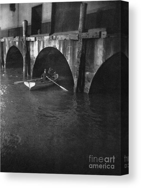 1800s Canvas Print featuring the photograph New York City Police Boat, c1889 by Jacob Riis