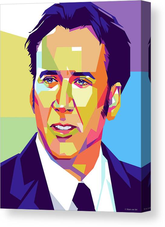 Nicolas Canvas Print featuring the digital art Nicolas Cage portrait by Stars on Art