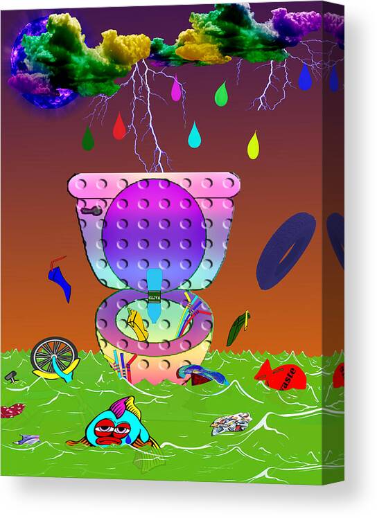 Digital Canvas Print featuring the digital art No Dumping Please by Ronald Mills